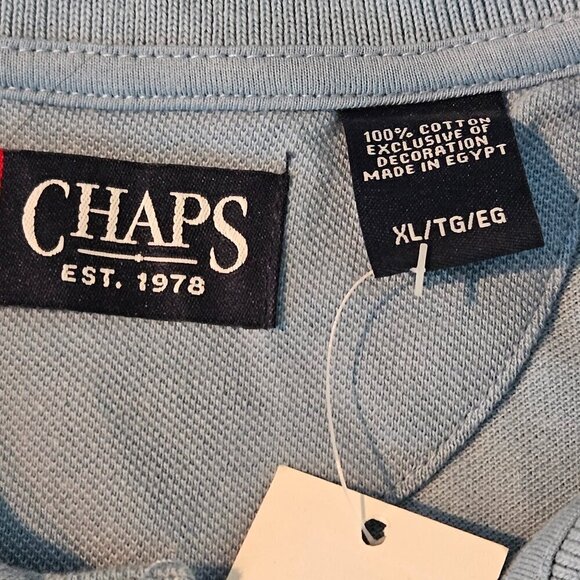 Mens Blue Checkered Chaps Golf Polo Shirt XL NWT - Picture 5 of 6